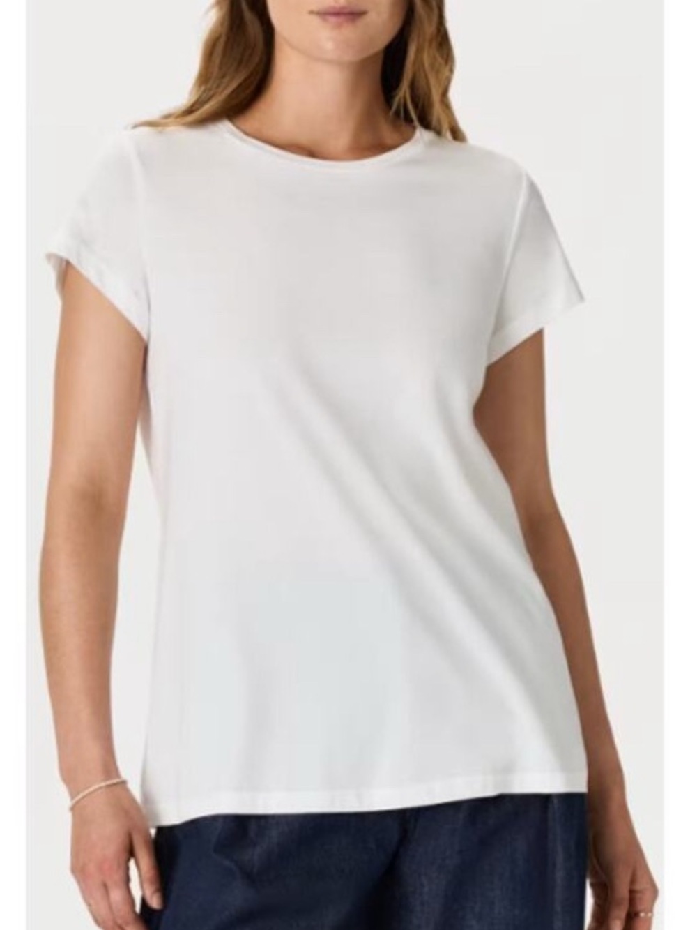 Quince Women’s White Cotton Crewneck Scoop Cap Short Sleeve Classic Tee Size‎ M